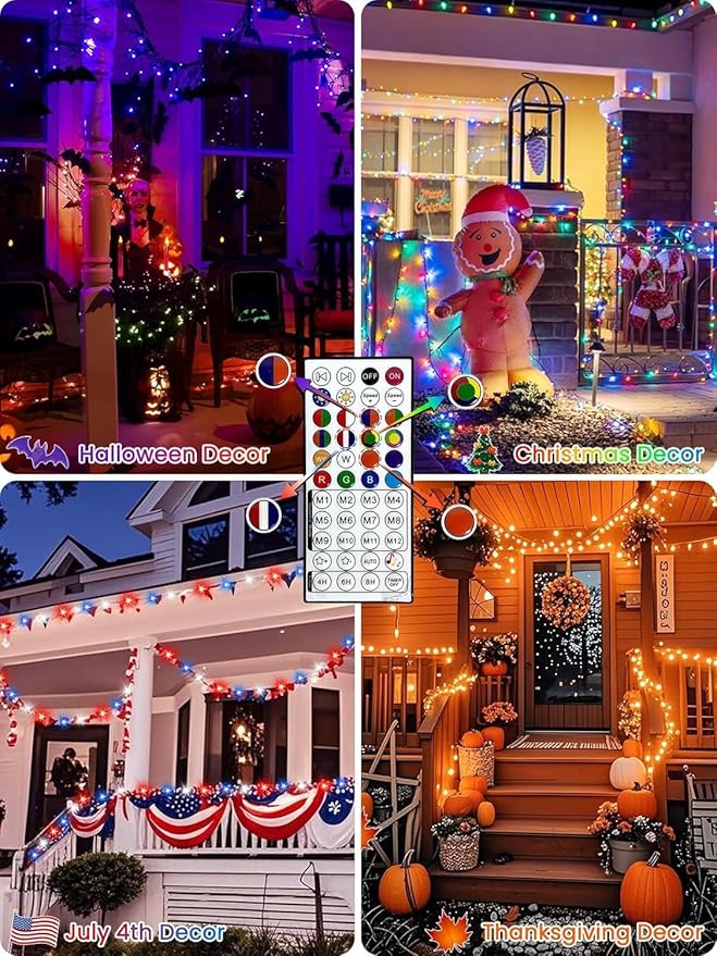 400LED Smart Color Changing Christmas Lights App Controlled, 142FT Waterproof RGB Twinkle String Light Music Sync Multiple Modes, Christmas Lights with Remote & Timer Indoor Outdoor Xmas Decorations