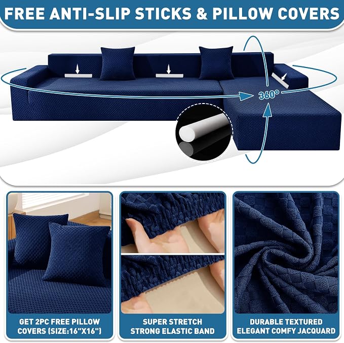 ZNSAYOTX Sectional Couch Covers, Stretch Jacquard Slipcovers - Image 2