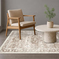 Washable Neutral Farmhouse Living Room Rug, 4x6 Area Rugs by HazoHaus