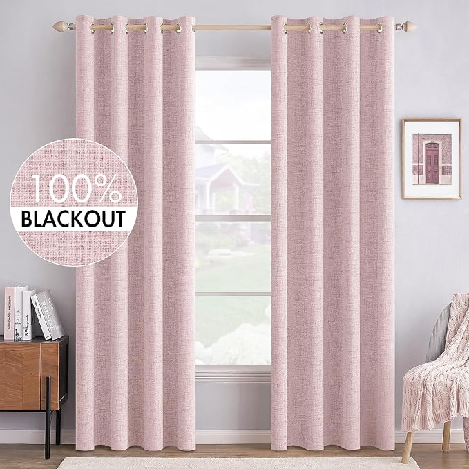 MIULEE 100% Blackout Linen Curtains by MIULEE