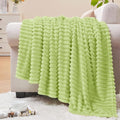 BEDELITE Ribbed Jacquard Cream Lime Fleece Twin Blanket by BEDELITE