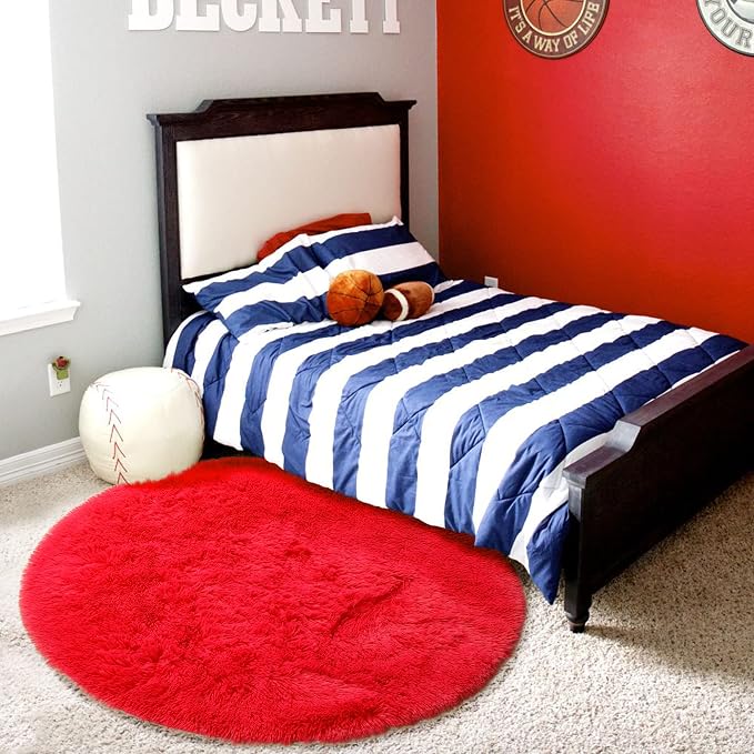Amdrebio Red Christmas Small Round Rug 3Ft - Image 2