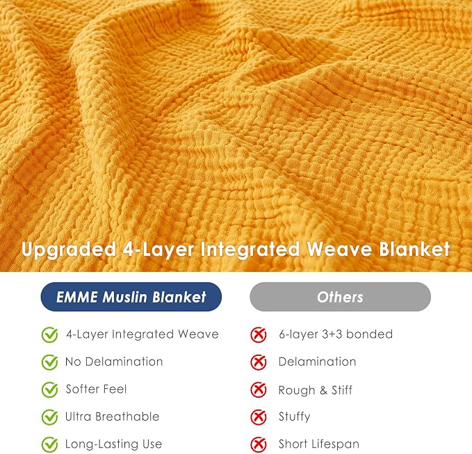 EMME Muslin Blankets for Adults Throw Blanket for Couch Breathable Gauze Soft - Image 6