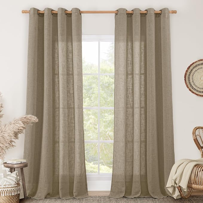 Linen Sheer Curtains 96 Inches Long by LAMIT