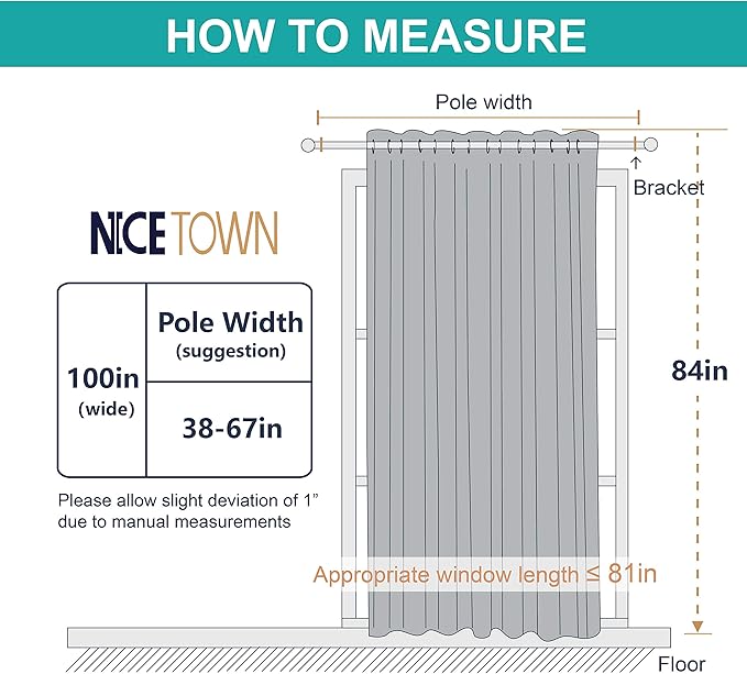 NICETOWN Lower Noise Room Divider Curtain Screen Partitions, Blackout Sound Reducing Divider Room Panel for Doorway/Glass Window/Sliding Door/Patio (1 Panel, 7ft Tall x 8.3ft Wide, Black)