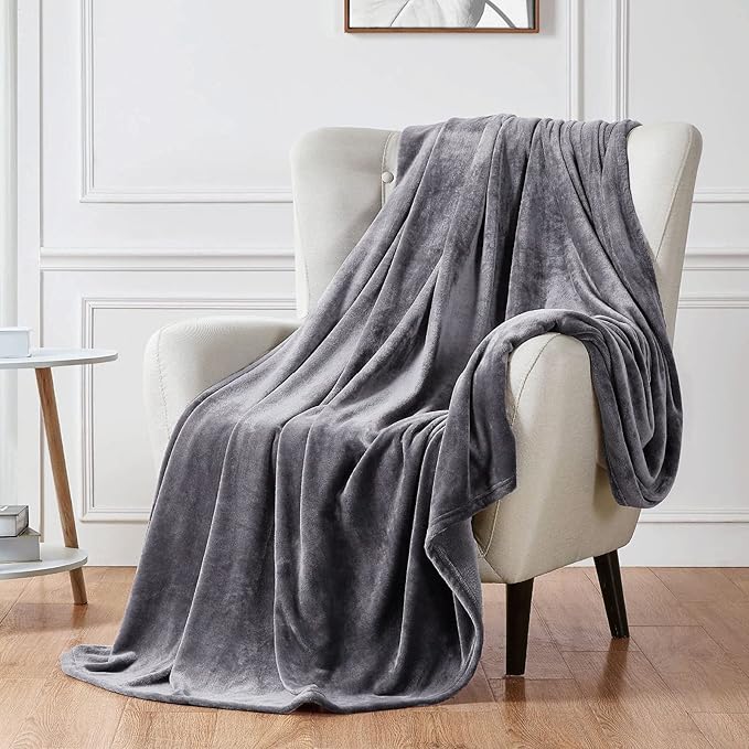 Walensee Fleece Blanket Plush Throw Fuzzy Lightweight (California King Size 108x102Dark Grey) Super Soft Microfiber Cal King Size Flannel Blankets for Couch, Bed, Sofa Warm and Cozy for All Seasons