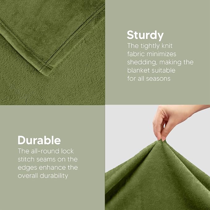 Utopia Bedding Ultra Soft Fleece Bed Blanket Twin Size Olive | Microfiber Plush - Image 5