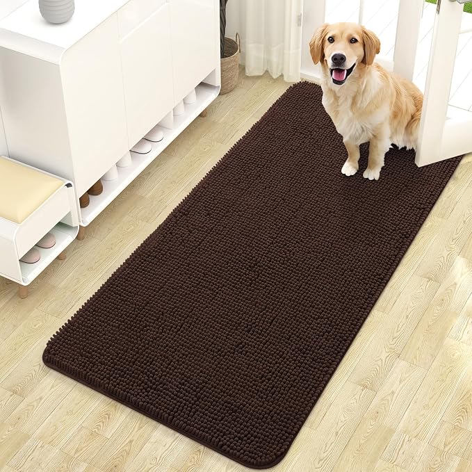 OLANLY Dog Door Mat for Muddy Paws 47x24, Super Absorbent Chenille Mud Mat | by OLANLY