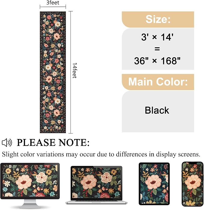 DUKINO 3x14 Washable Runner Rug, Non Slip Long Kitchen Runner Rug, Low Pile - Image 2