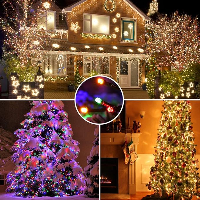 Brizled Christmas Lights, 65.67ft 200 LED Color Changing Tree Lights 11-Function Warm White & Multicolored Christmas Lights, Connectable 29V Safe Adapter Remote Decorative Lights String for Xmas Party