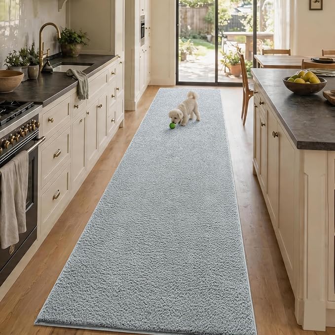 2x10 Light Grey Solid Runner Rug Washable Non-Slip by Unknown