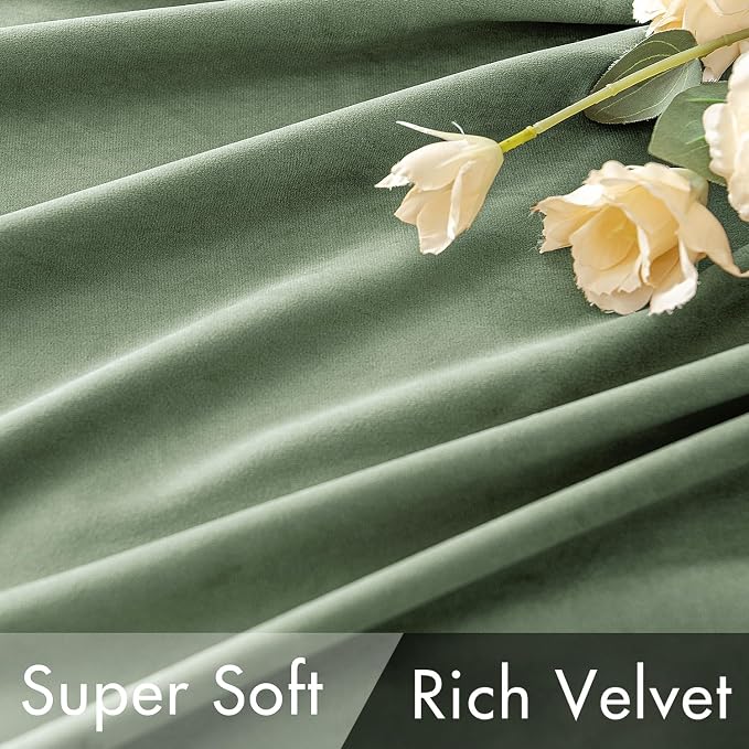 MIULEE Sage Green Velvet Curtains 52x96 inches Luxury Blackout Curtains | - Image 4
