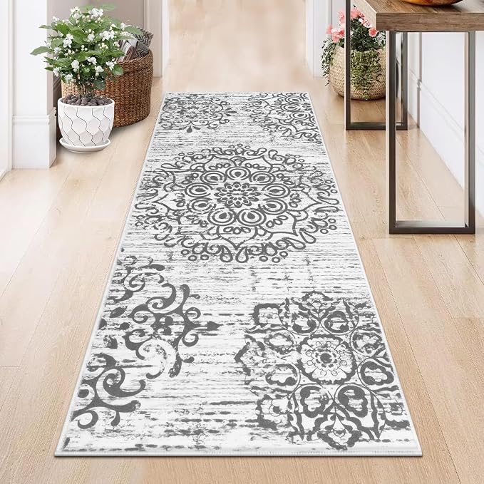 HEBE Hallway Runner Rug 2'x5', Washable Non Slip Kitchen Rug Runner | Soft Boho - Image 9