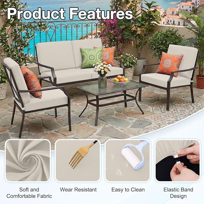 Waterproof Outdoor Cushion Covers, Stretch Patio Slipcovers | UV Resistant - Image 7