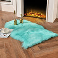 duduta Turquoise Blue Sheepskin Rug 2x3 ft, Small Faux Fur Chair Covers | Shag by duduta