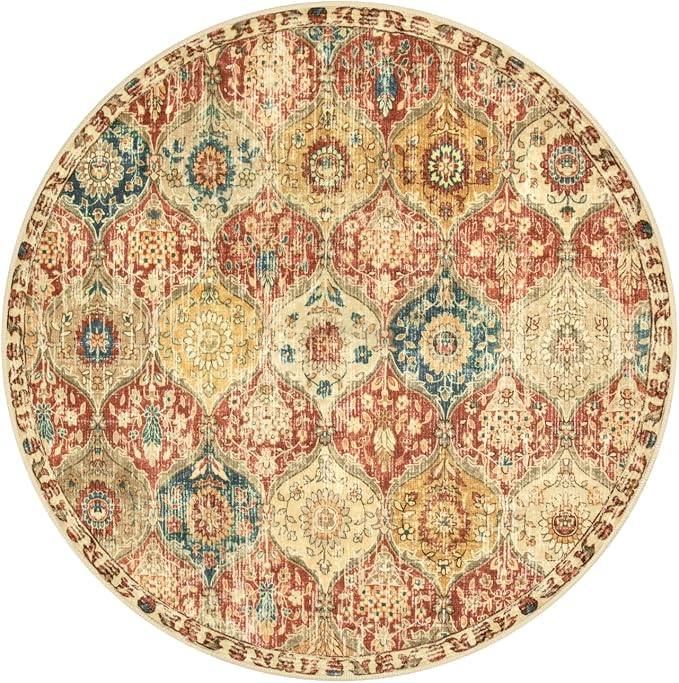 Lahome Moroccan Washable Round Rugs, Non-Slip Soft Round Rug 4ft Ultra-Thin | - Image 7