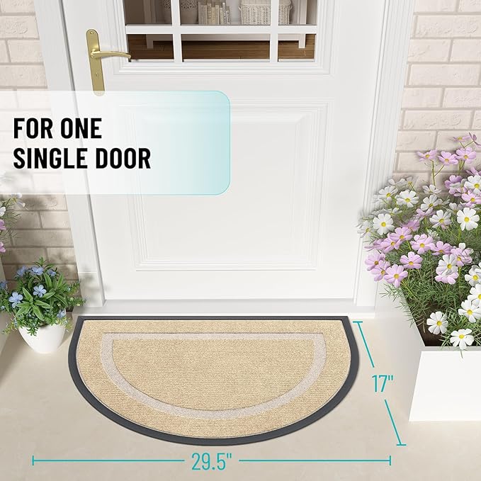 OLANLY Half Circle Front Door Mat Outside 29.5x17 All-Season Rubber Doormat | - Image 2