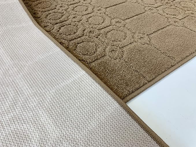 Custom Size Modern Abstract Floor Carpet Runner Rug for Hallways, Slip Resistant Latex Rubber Backed, 31 inch Wide X Customized Length, Art Gold Tan, 31 inch X 8 feet
