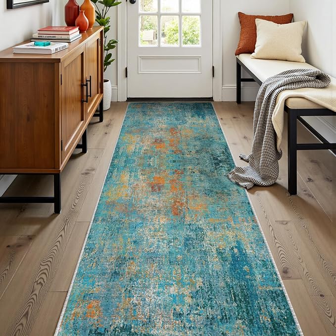 RELEANY Washable Runner 2'x8' Abstract Area Rug - Image 2