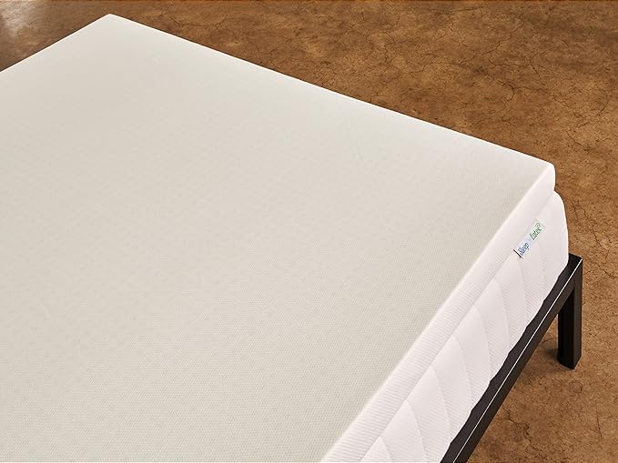 Pure Green Natural Latex Mattress Topper w/Luxury Cover - Soft - 1 Inch - Twin Size (GOLS Certified Organic)