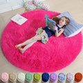 Amdrebio Hot Pink Shaggy Small Round Rug 3Ft by Amdrebio