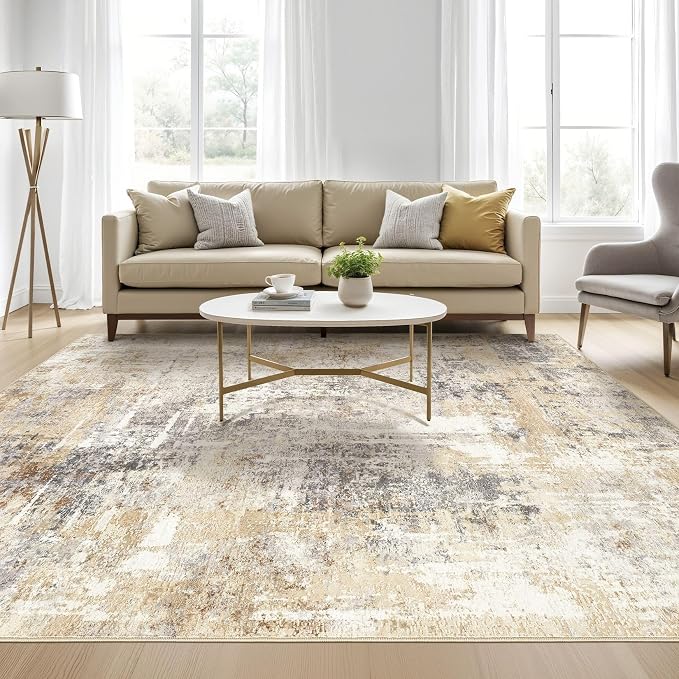 LOONGRUG Square Rug 8x8 Washable Large Neutral Modern Abstract Area Rugs | Soft - Image 5