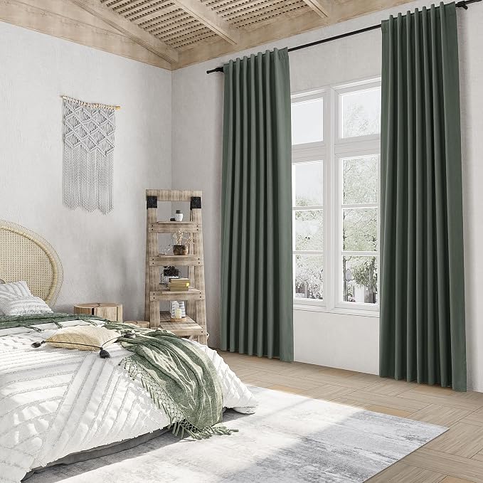 Olive Green 100% Blackout Curtains 96 Inch Length 2 Panels Set - Image 7