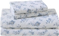 Laura Ashley - Flannel Sheets King Size, Anti-Pilling & Wrinkle Resistant Cotton, Touchably Soft for All-Season Comfort - Bed Sheets with Matching Pillowcases & Fitted Sheet (Audrey Blue)