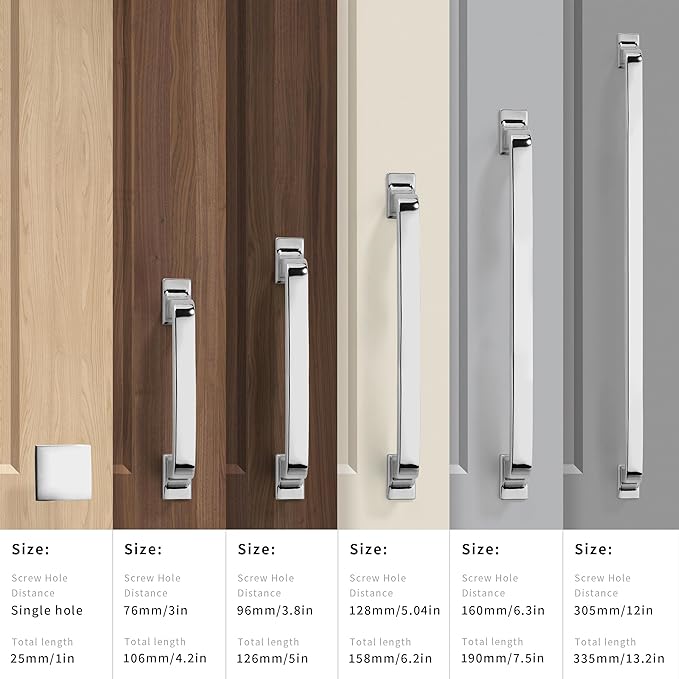 KHTumeware 2 Pack 6-1/4 Inch Cabinet Pulls & Drawer Pulls - Polished Chrome Cabinet Hardware