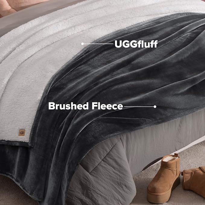 UGG Nita King Blanket, Reversible Plush Fleece, UGG Fluff Plush Face, Smooth - Image 6