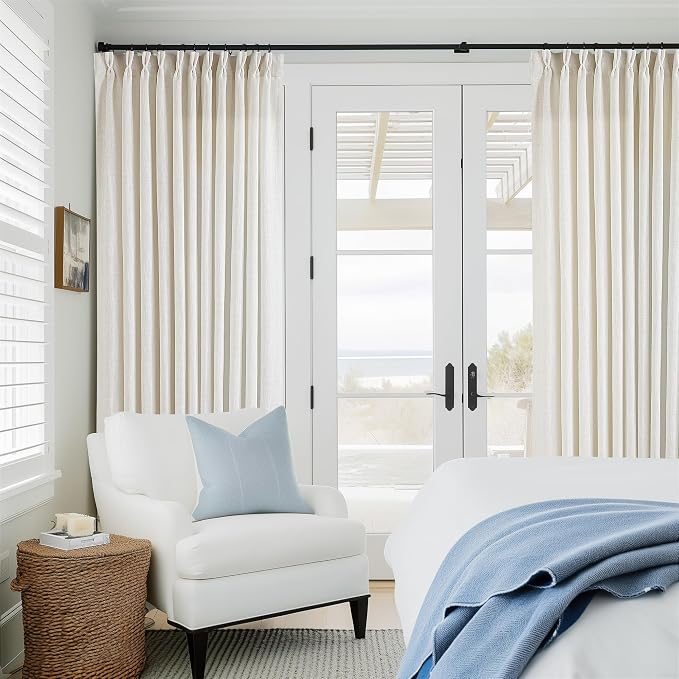 Natural Pinch Pleated Linen Curtain Panels 90 Inches Long 70 Wide | Extra Wide - Image 8