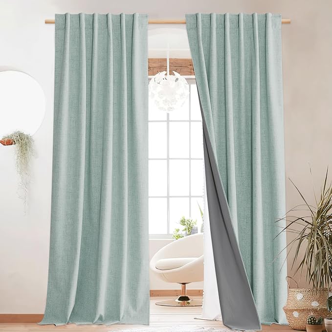 NICETOWN Full Blackout Linen Curtains - Image 2