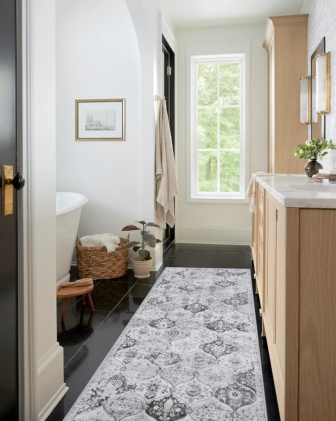 Lahome Moroccan Washable Runner Rug, 2x6 Grey Kitchen Runners - Image 4