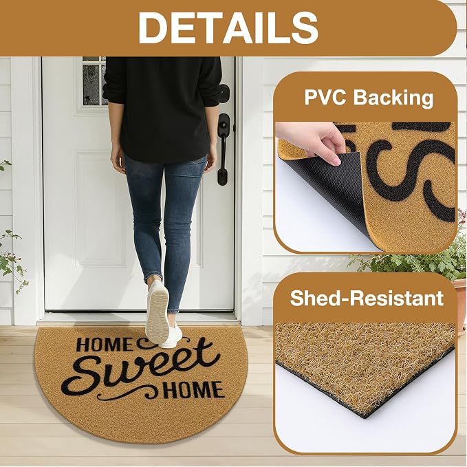 OLANLY Half Circle Front Door Mat, Low Profile Doormat, Stain and Fade Resistant - Image 4