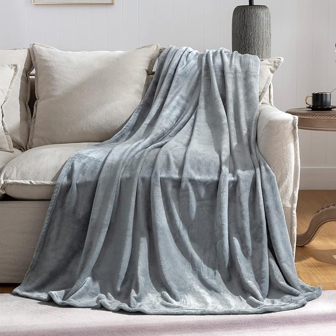 Grey Fleece Plush Throw Blanket 60"x80"for Couch Sofa Fuzzy Cozy Flannel | by JIAHANNHA