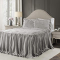 Lush Decor Ravello Pintuck Ruffle Skirt Bedspread Set - Luxe 3 Piece Ruffled Bedding Set - Traditional Glam & Farmhouse Inspired Bedroom Decor - King, Light Gray