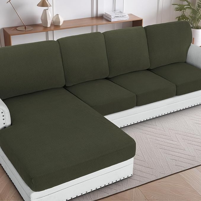 H.VERSAILTEX Sectional Couch Covers 4 Pieces Sofa Seat Cushion Covers L Shape by HVERSAILTEX