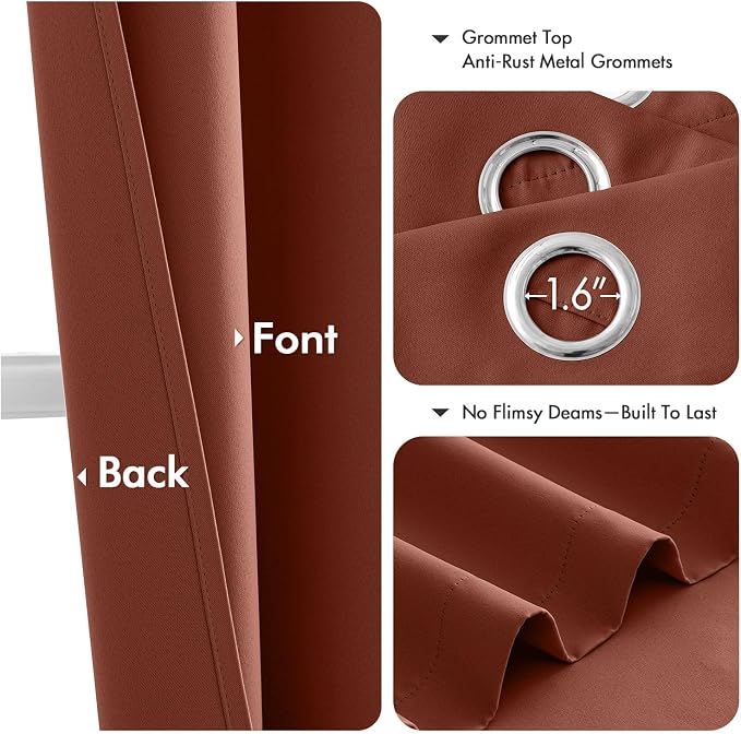 MIULEE Fall Blackout Curtains for Bedroom 2 Panels 40"x63" Long Terracotta | - Image 4