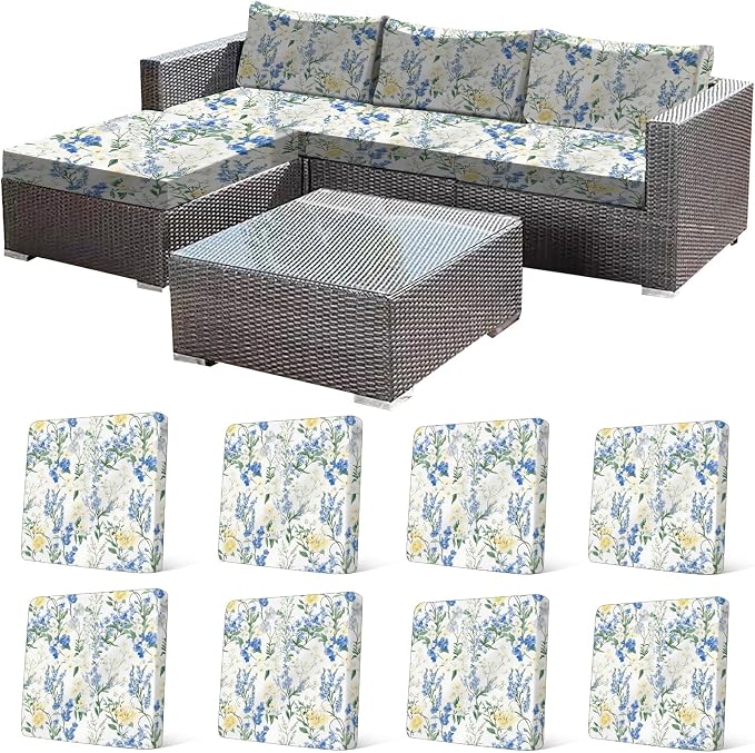 CALBODE 8 Pcs Stretch Indoor/Outdoor Seat Cushion Covers, by CALBODE