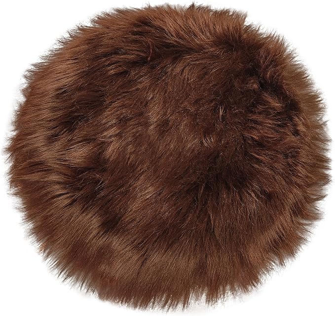 1.3ft Small Round Brown Rug, Thick Furry Fluffy Carpet - Image 3
