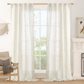 Cream Linen Boho Curtains 84 inch Length 2 Panels, Semi Sheer Panels | Light by LAMIT