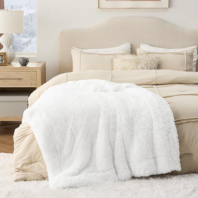Bedsure GentleSoft Fluffy White Throw Blanket, Soft Cozy Furry Sherpa Fleece - Image 7