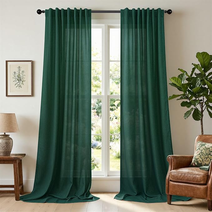 Dark Green Curtains 96 Inches Long by Pitalk