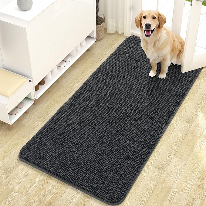 OLANLY Dog Door Mat for Muddy Paws 47x24, Super Absorbent Chenille Mud Mat | by OLANLY