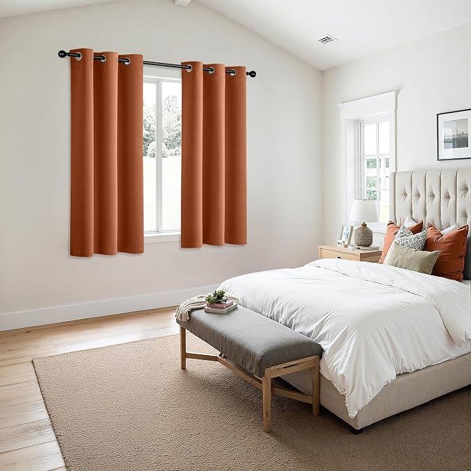 MIULEE Fall Blackout Curtains for Bedroom 2 Panels 40 x 54 Inch Long Rust | - Image 6