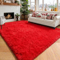 Amdrebio Red Christmas Fluffy Area Rug 4x6 by Amdrebio