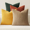MIULEE Fall Corduroy Decorative Throw Pillow Covers Green-Rust 18x18 | Set of 4 by MIULEE