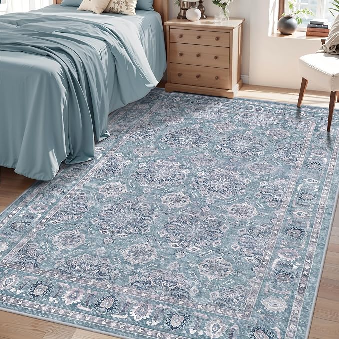 SERISSA 4x6 Washable Non Slip Floral Boho Area Rug by SERISSAHomeDecorCollection
