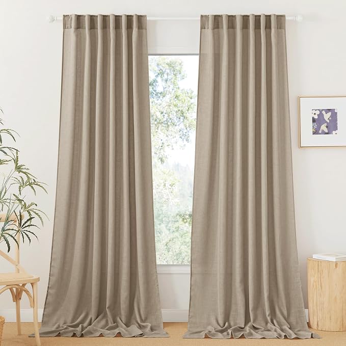 RYB HOME Sheer Curtains 102 inches, Extra Long Floor to Ceiling Curtains | Half by RYBHOME