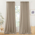 RYB HOME Linen Sheer Curtains for Living Room, Boho Classic Linen Blend Elegant Light Filtering Privacy Protected Panels Ceiling Curtains for Bedroom Gym Room, Khaki, 52" W x 108" L, 2 Panels
